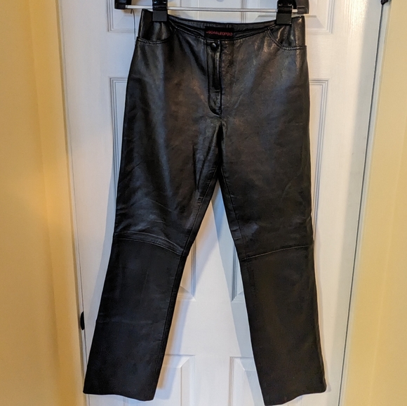 OSCAR LEOPOLD - Vintage Black Leather Straight Leg Pant - Picture 12 of 12